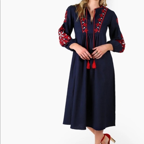 Embroidered midi tassel dress. - Picture 2 of 6